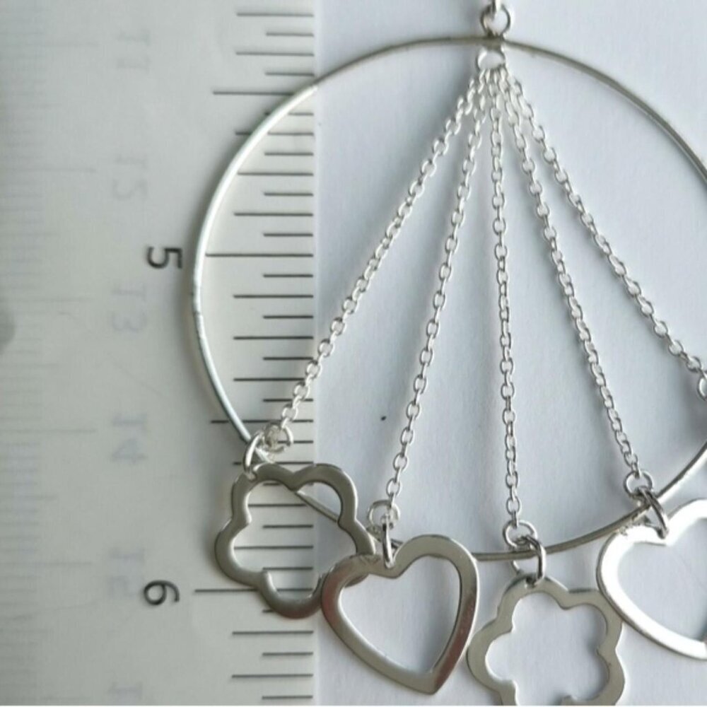 Sterling Silver Medallion Pendant with heart and flower charms - Picture 9 of 9